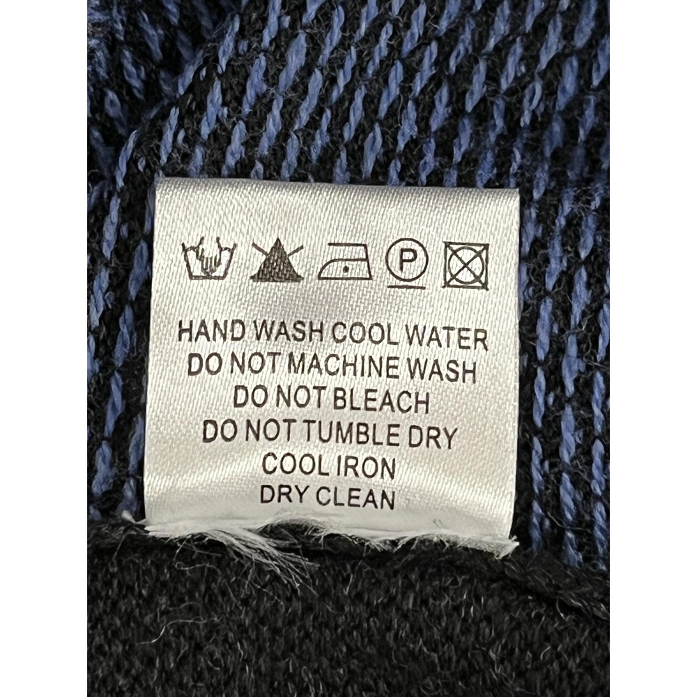Turtleson Blue Black Men's Quarter-Zip Merino Wool Sweater Extra Large - Picture 7 of 7